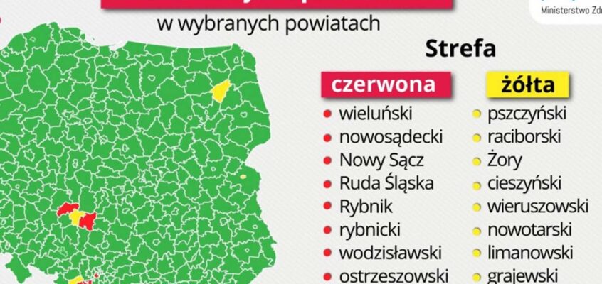 Wiceminister zdrowia: nowa lista czerwonych i żółtych obszarów, a na niej 18 powiatów i miast